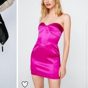 Nasty Gal pink Strapless Satin Dress